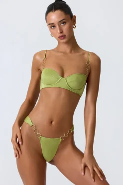 Oh Polly Bikini Sets | Bikini Tops^Embellished Underwired Balconette Bikini Top in Pear Green PearGreen