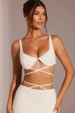 Oh Polly Women'S Clothing Sale - $65 And Under | Women'S Clothing Sale - $40 And Under^Embellished Underwired Strappy Crop Top in White