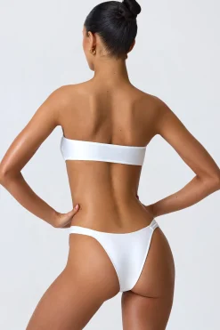 Oh Polly Bikini Sets | Bikini Bottoms^Embellished Wide Strap Cheeky Bikini Bottoms in White