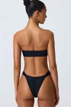 Oh Polly Bikini Sets | Bikini Bottoms^Embellished Wide Strap Cheeky Bikini Bottoms in Black