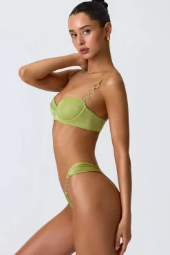 Oh Polly Bikini Sets | Bikini Bottoms^Embellished Wide Strap Cheeky Bikini Bottoms in Pear Green PearGreen