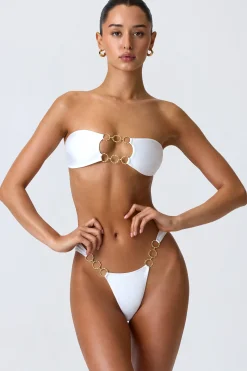 Oh Polly Bikini Sets | Bikini Bottoms^Embellished Wide Strap Cheeky Bikini Bottoms in White