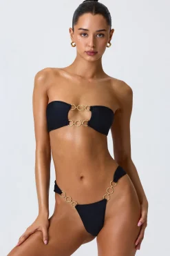Oh Polly Bikini Sets | Bikini Bottoms^Embellished Wide Strap Cheeky Bikini Bottoms in Black