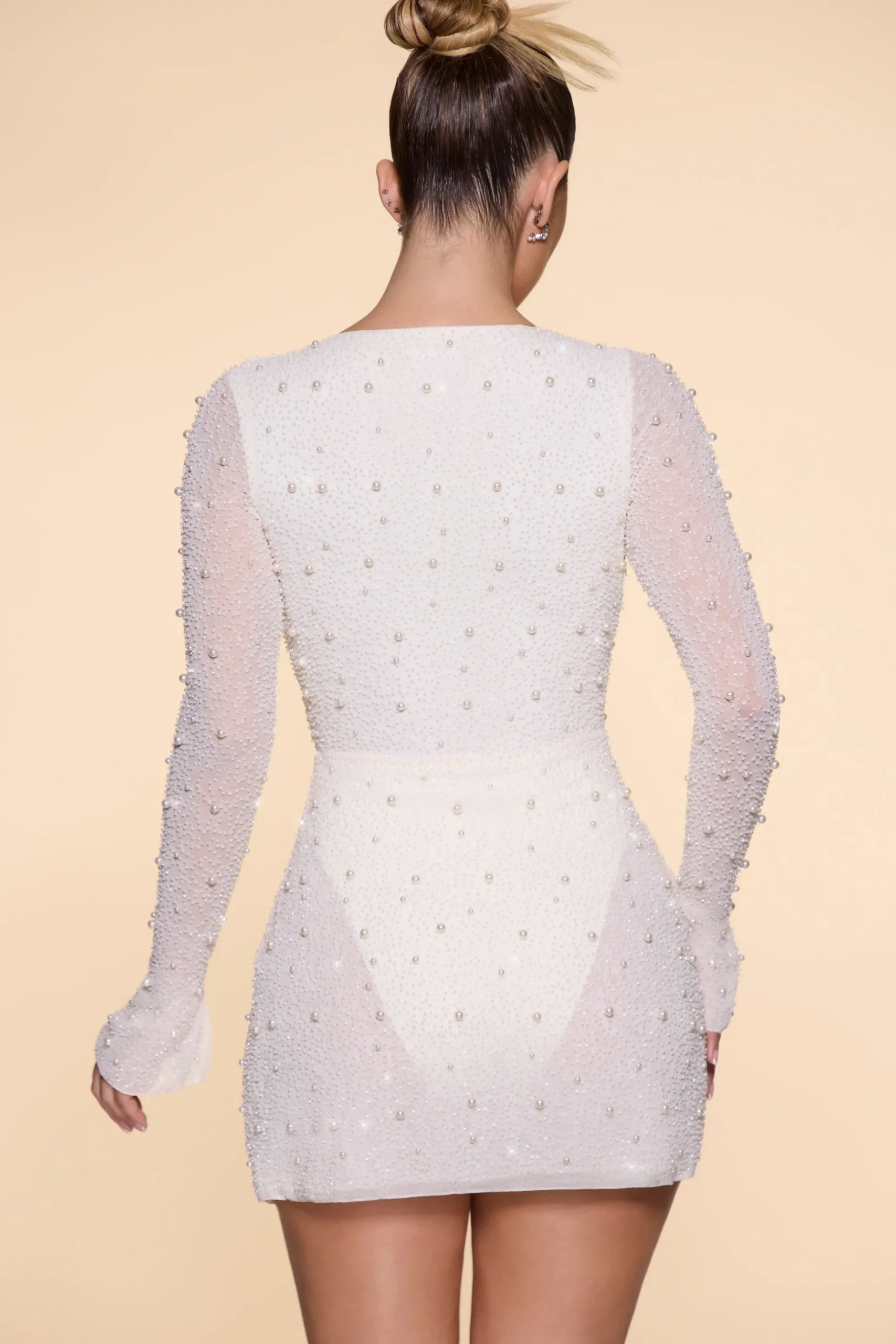 Oh Polly Party Dresses | Bride To Be^Embellished Wrap Over A-Line Mini Dress in Ivory