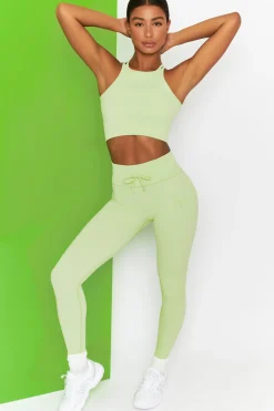 Oh Polly Women'S Clothing Sale - $65 And Under | Women'S Clothing Sale - $40 And Under^Energise Ribbed Tie Front Full Length Leggings in Lime