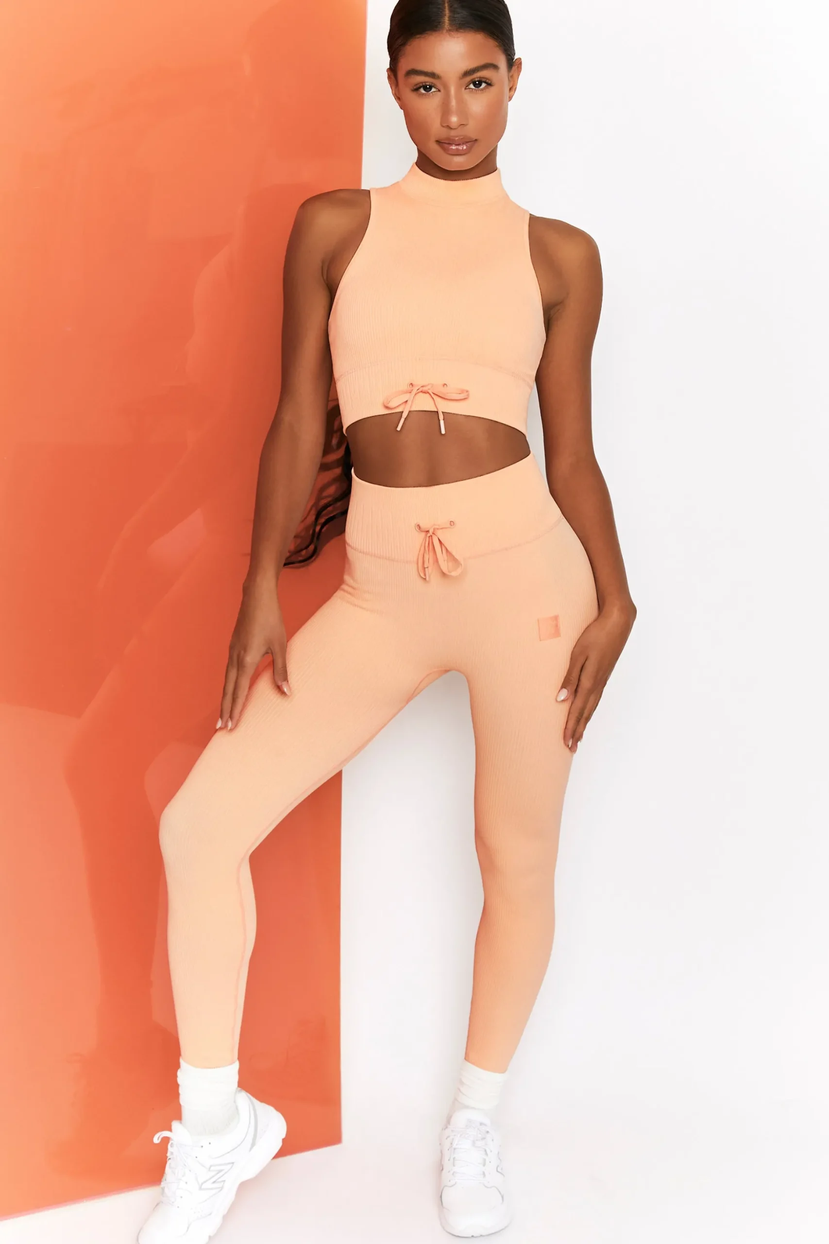 Oh Polly Women'S Clothing Sale - $65 And Under | Women'S Clothing Sale - $40 And Under^Energise Ribbed Tie Front Full Length Leggings in Peach