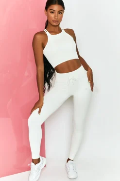 Oh Polly Women'S Clothing Sale - $65 And Under | Women'S Clothing Sale - $40 And Under^Energise Ribbed Tie Front Full Length Leggings in White