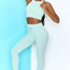 Oh Polly Women'S Clothing Sale - $65 And Under | Women'S Clothing Sale - $40 And Under^Energise Ribbed Tie Front Full Length Leggings in Light Blue