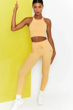 Oh Polly Women'S Clothing Sale - $65 And Under | Women'S Clothing Sale - $40 And Under^Energise Ribbed Tie Front Full Length Leggings in Yellow