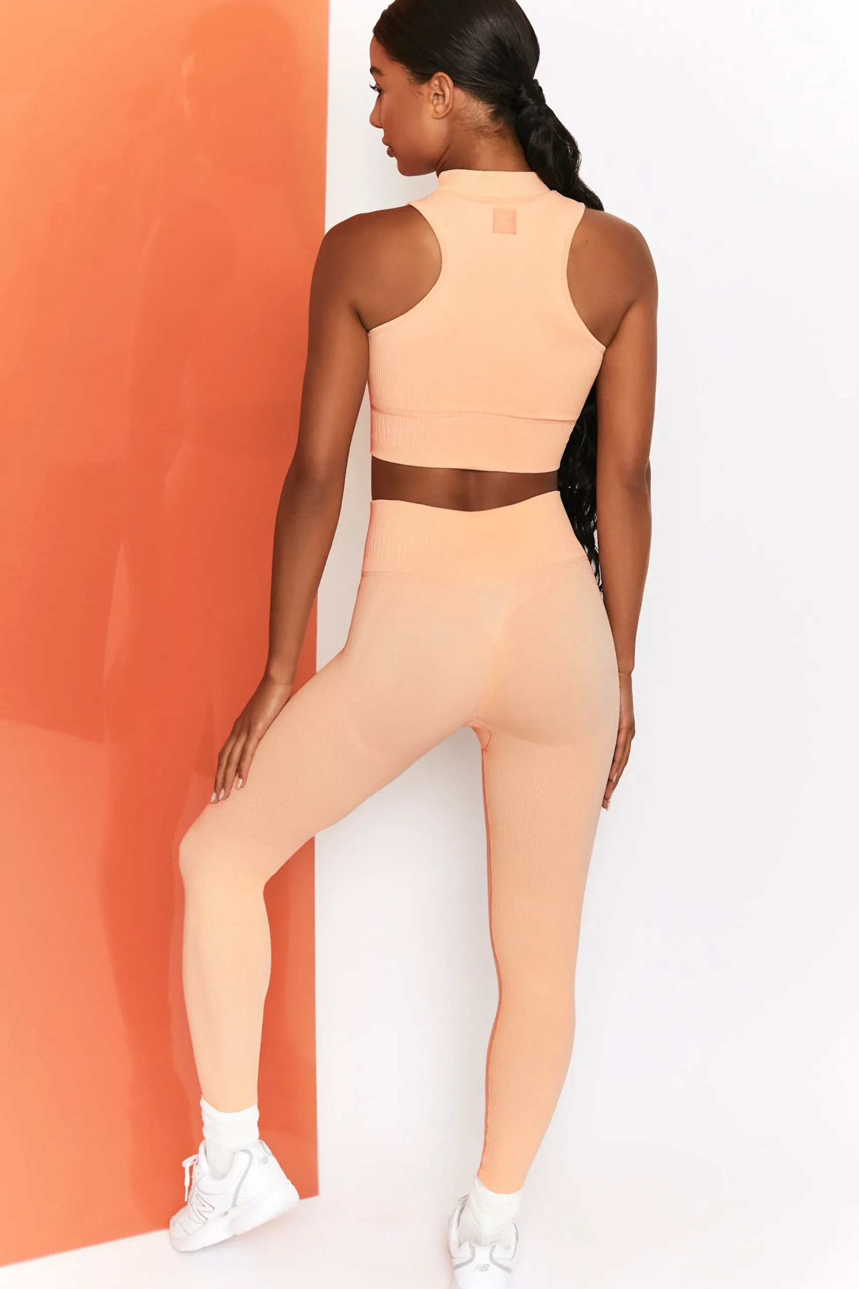Oh Polly Women'S Clothing Sale - $65 And Under | Women'S Clothing Sale - $40 And Under^Energise Ribbed Tie Front Full Length Leggings in Peach