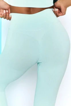 Oh Polly Women'S Clothing Sale - $65 And Under | Women'S Clothing Sale - $40 And Under^Energise Ribbed Tie Front Full Length Leggings in Light Blue