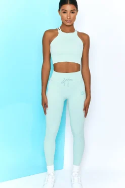 Oh Polly Women'S Clothing Sale - $65 And Under | Women'S Clothing Sale - $40 And Under^Energise Ribbed Tie Front Full Length Leggings in Light Blue