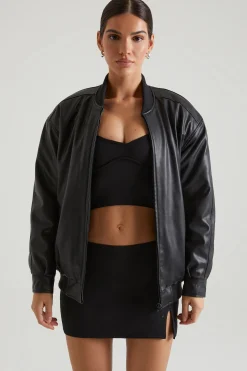 Oh Polly Outerwear | Fall Outfits^Faux Leather Jacket in Black