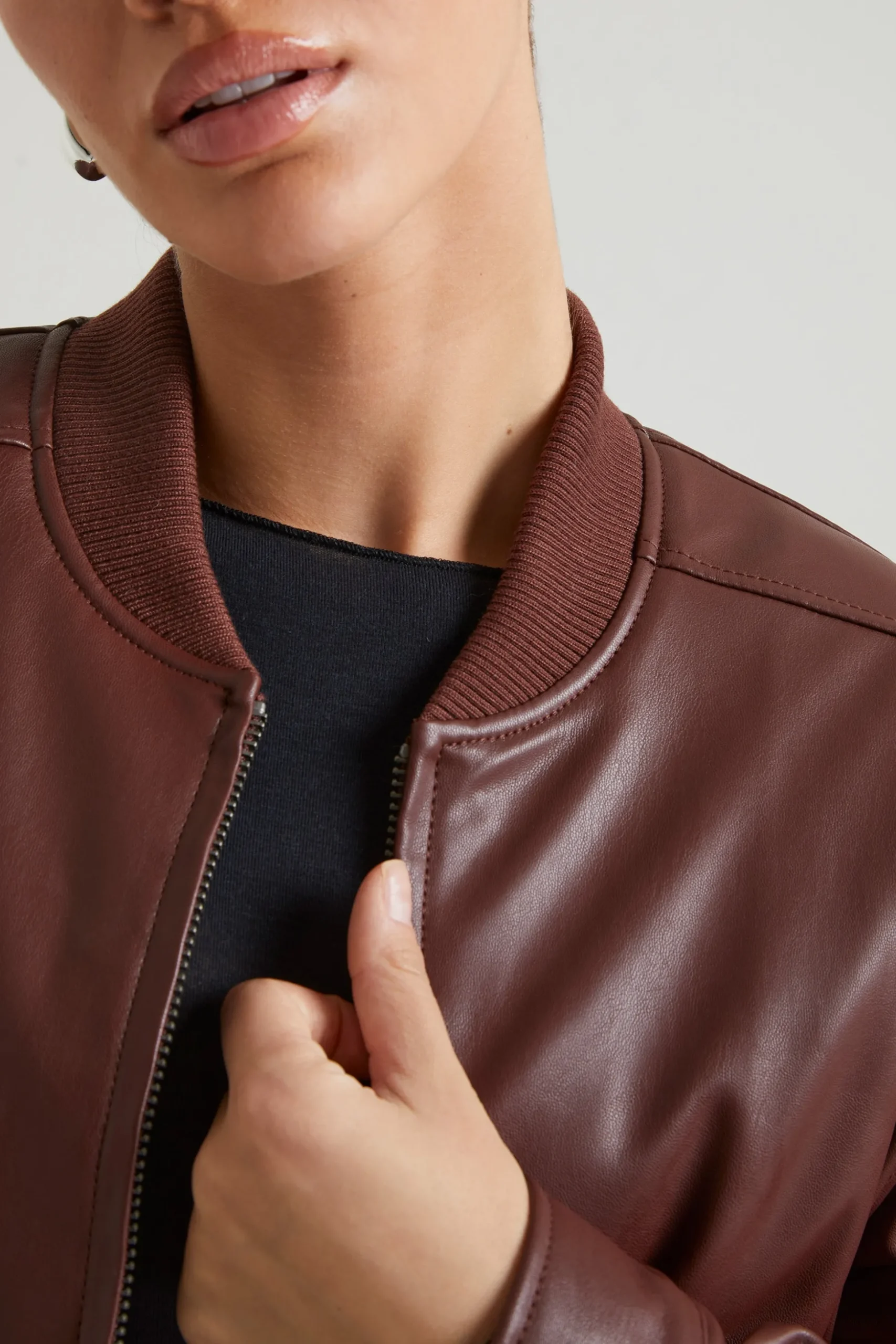 Oh Polly Outerwear | Fall Outfits^Faux Leather Jacket in Brown