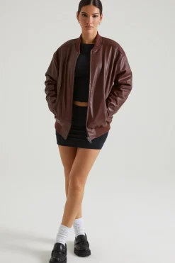 Oh Polly Outerwear | Fall Outfits^Faux Leather Jacket in Brown