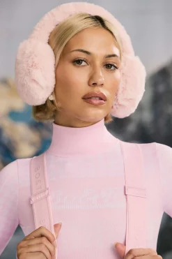 Oh Polly Gym Accessories^Faux-Fur Earmuffs in Pastel Pink PastelPink
