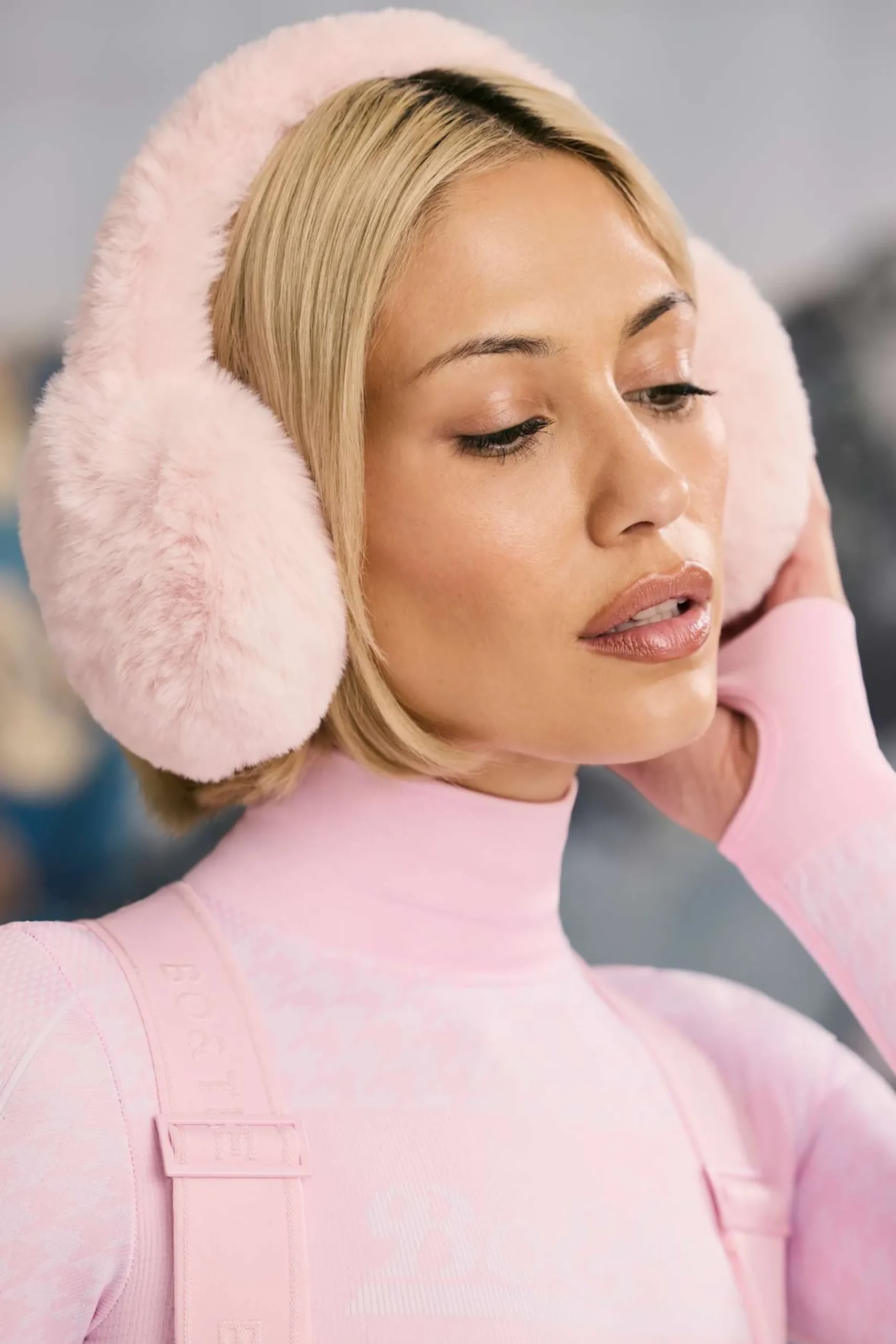 Oh Polly Gym Accessories^Faux-Fur Earmuffs in Pastel Pink PastelPink