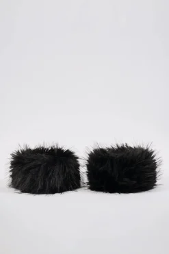 Oh Polly Gym Accessories^Faux-Fur Wrist Warmers in Black