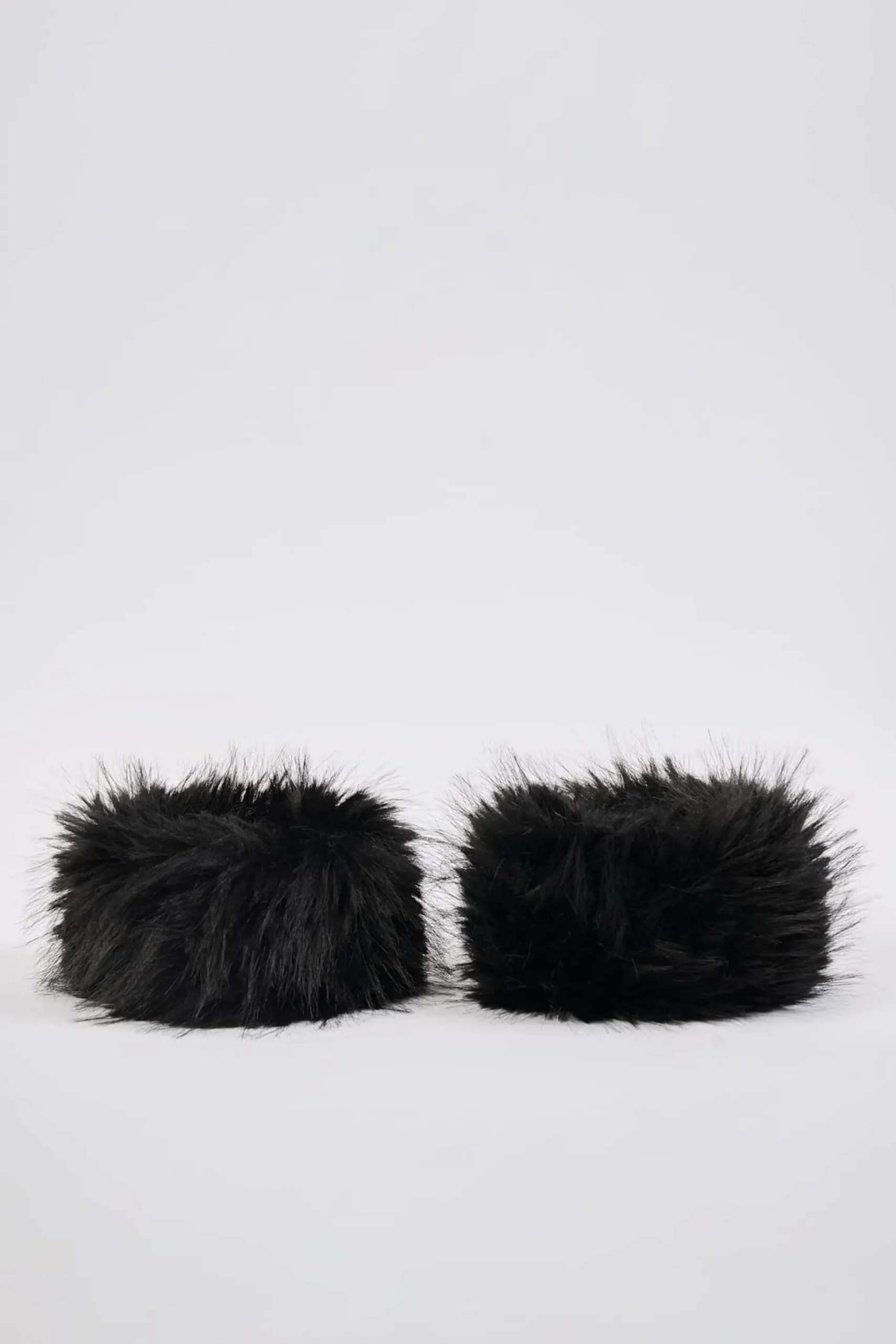 Oh Polly Gym Accessories^Faux-Fur Wrist Warmers in Black