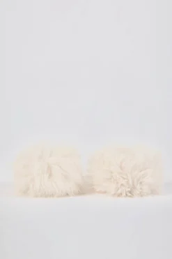 Oh Polly Gym Accessories^Faux-Fur Wrist Warmers in Ice White IceWhite