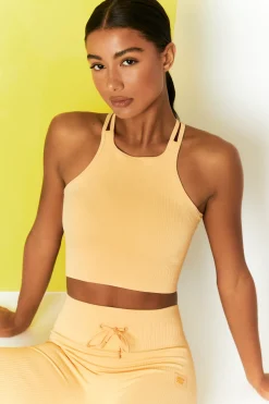 Oh Polly Women'S Clothing Sale - $65 And Under | Women'S Clothing Sale - $40 And Under^Feel Your Power Ribbed Racer Crop Top in Yellow