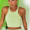 Oh Polly Women'S Clothing Sale - $65 And Under | Women'S Clothing Sale - $40 And Under^Feel Your Power Ribbed Racer Crop Top in Lime