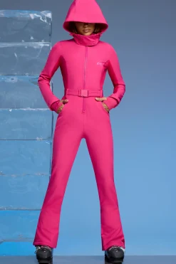 Oh Polly Coats^Fleece Lined Ski Suit in Fuchsia Pink FuchsiaPink