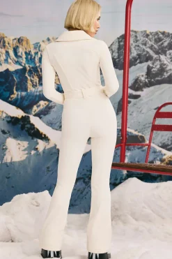 Oh Polly Coats^Fleece-Lined Belted Ski Suit in Ice White IceWhite