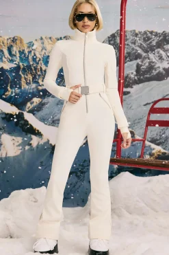 Oh Polly Coats^Fleece-Lined Belted Ski Suit in Ice White IceWhite