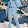 Oh Polly Coats^Fleece-Lined Hooded Ski Suit in Ice Blue IceBlue