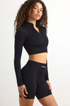 Oh Polly Women'S Clothing Sale - $65 And Under | Women'S Clothing Sale - $40 And Under^FlexiRib Zip-Up Cropped Jacket in Black