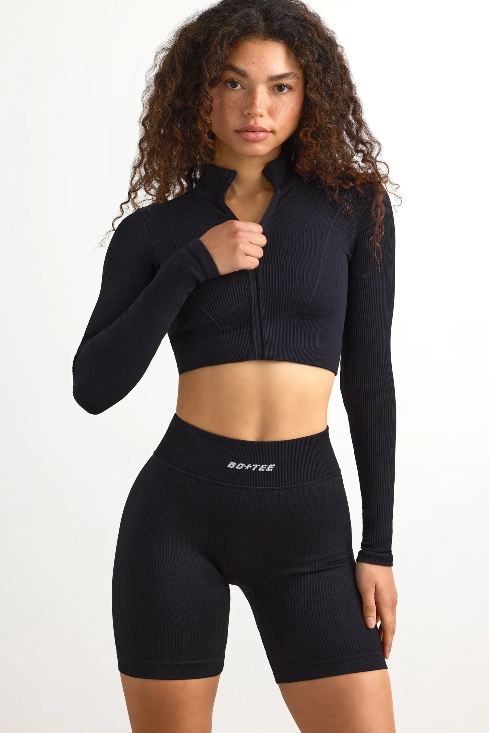 Oh Polly Women'S Clothing Sale - $65 And Under | Women'S Clothing Sale - $40 And Under^FlexiRib Zip-Up Cropped Jacket in Black