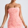 Oh Polly Wedding Guest | Party Dresses^Floral-Appliqué Bandeau A-Line Mini Dress in Coral