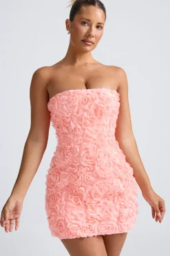 Oh Polly Wedding Guest | Party Dresses^Floral-Appliqué Bandeau A-Line Mini Dress in Coral