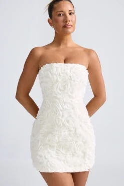 Oh Polly Birthday | Party Dresses^Floral-Appliqué Bandeau A-Line Mini Dress in White