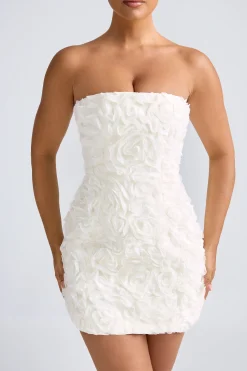 Oh Polly Birthday | Party Dresses^Floral-Appliqué Bandeau A-Line Mini Dress in White