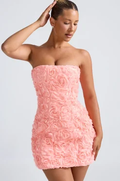 Oh Polly Wedding Guest | Party Dresses^Floral-Appliqué Bandeau A-Line Mini Dress in Coral