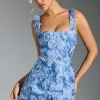 Oh Polly Wedding Guest | Homecoming Dresses^Floral-Appliqué Corset Mini Dress in Blue