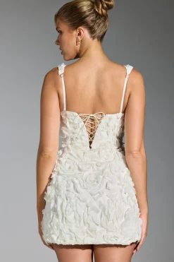 Oh Polly Party Dresses | Bride To Be^Floral-Appliqué Corset Mini Dress in White