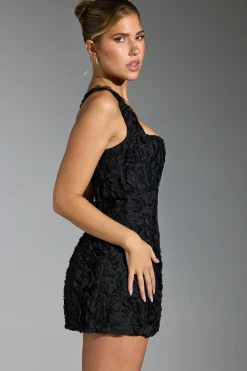 Oh Polly Wedding Guest | Party Dresses^Floral-Appliqué Corset Mini Dress in Black