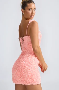 Oh Polly Wedding Guest | Party Dresses^Floral-Appliqué Corset Mini Dress in Coral