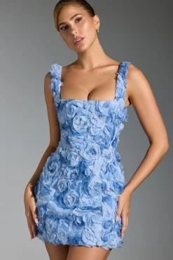 Oh Polly Wedding Guest | Homecoming Dresses^Floral-Appliqué Corset Mini Dress in Blue