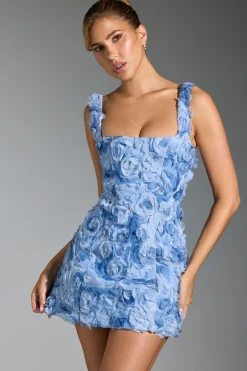 Oh Polly Wedding Guest | Homecoming Dresses^Floral-Appliqué Corset Mini Dress in Blue