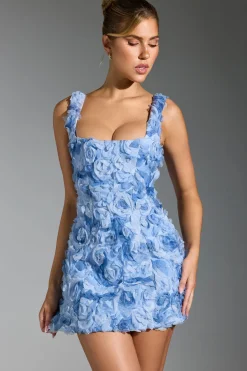 Oh Polly Wedding Guest | Homecoming Dresses^Floral-Appliqué Corset Mini Dress in Blue