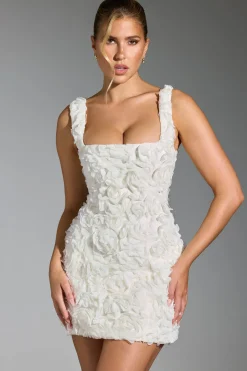 Oh Polly Party Dresses | Bride To Be^Floral-Appliqué Corset Mini Dress in White