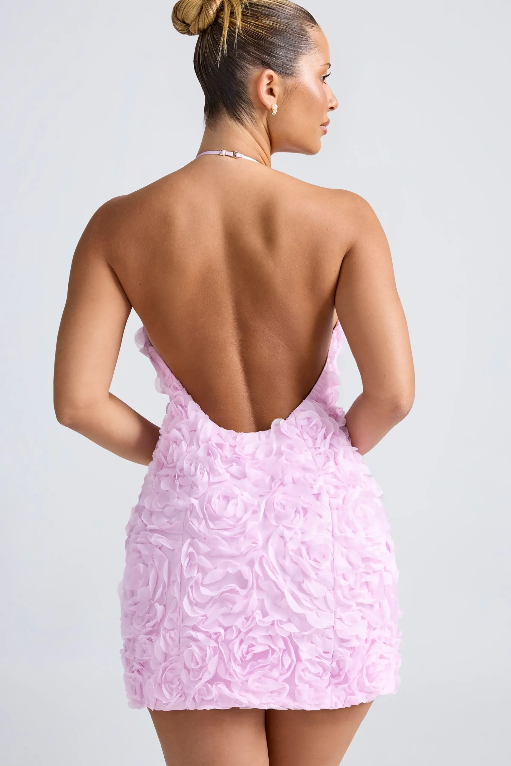 Oh Polly Wedding Guest | Party Dresses^Floral-Appliqué Halterneck A-Line Mini Dress in Lilac