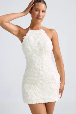 Oh Polly Party Dresses | Birthday^Floral-Appliqué Halterneck A-Line Mini Dress in White
