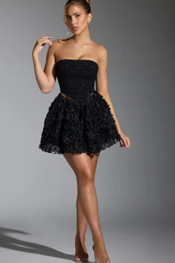 Oh Polly Women'S Clothing Sale - $65 And Under | Wedding Guest^Floral-Appliqué Mini Skirt in Black