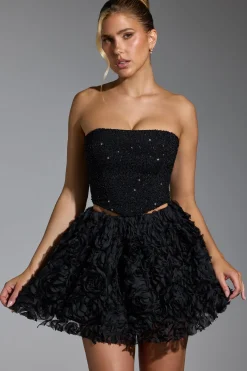 Oh Polly Women'S Clothing Sale - $65 And Under | Wedding Guest^Floral-Appliqué Mini Skirt in Black