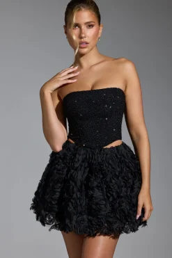 Oh Polly Women'S Clothing Sale - $65 And Under | Wedding Guest^Floral-Appliqué Mini Skirt in Black